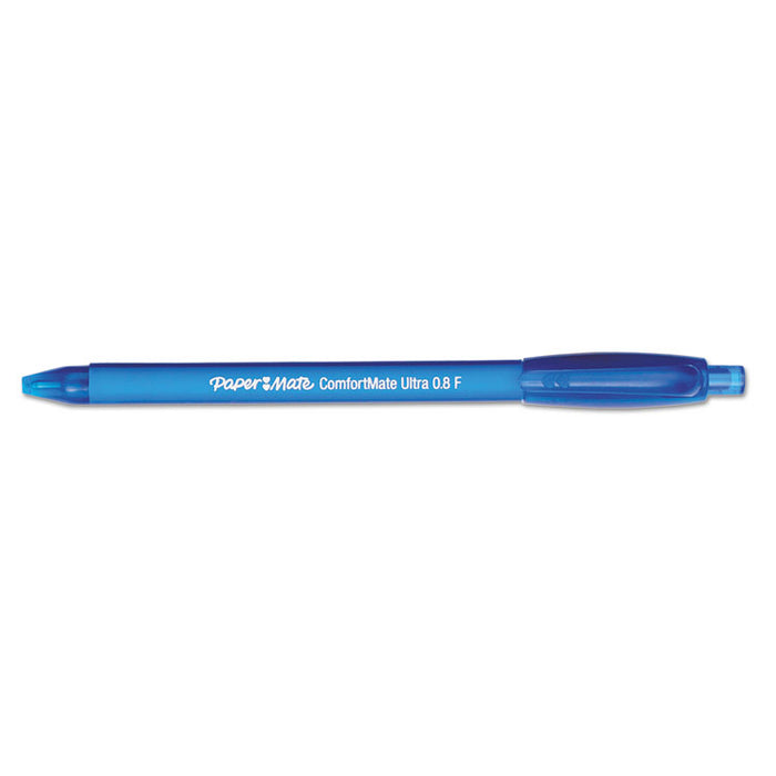 ComfortMate Ultra Ballpoint Pen, Retractable, Fine 0.8 mm, Blue Ink, Blue Barrel, Dozen