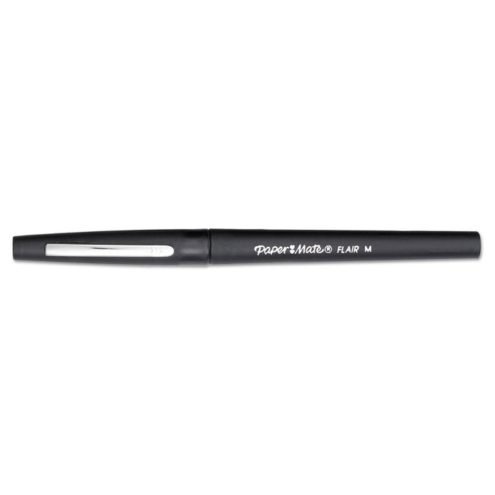 Point Guard Flair Stick Porous Point Pen, Medium 0.7mm, Black Ink/Barrel, Dozen