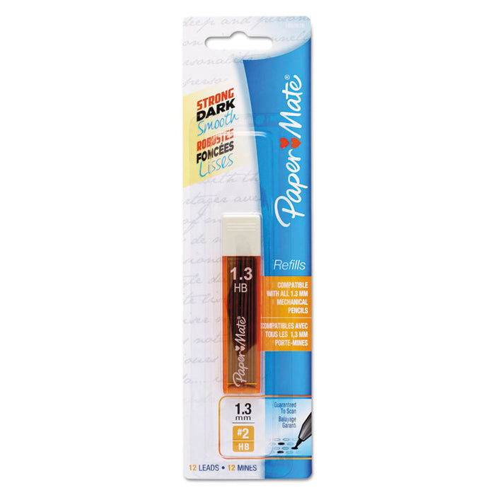Lead Refills, 1.3 mm, HB, Gray, 12/Tube