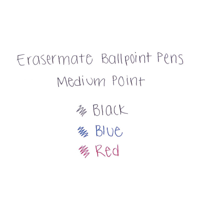 Eraser Mate Ballpoint Pen, Stick, Medium 1 mm, Red Ink, Red Barrel, Dozen