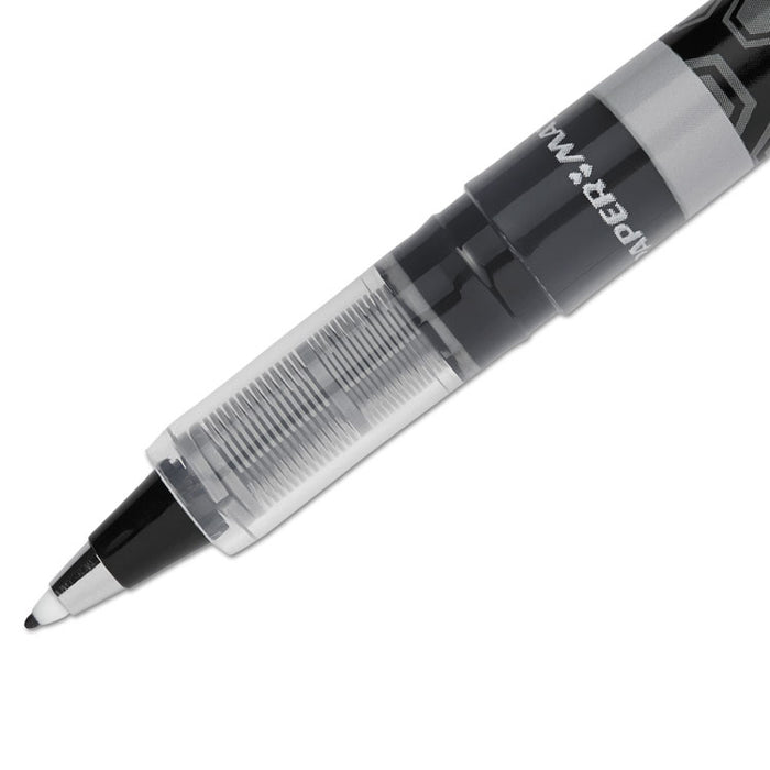Liquid Flair Stick Porous Point Marker Pen, 0.7mm, Black Ink, Gray Barrel, Dozen