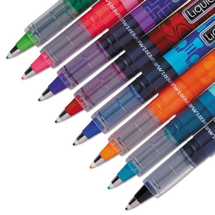 Liquid Flair Stick Porous Point Marker Pen, 0.7mm, Assorted Ink/Barrel, 8/Set