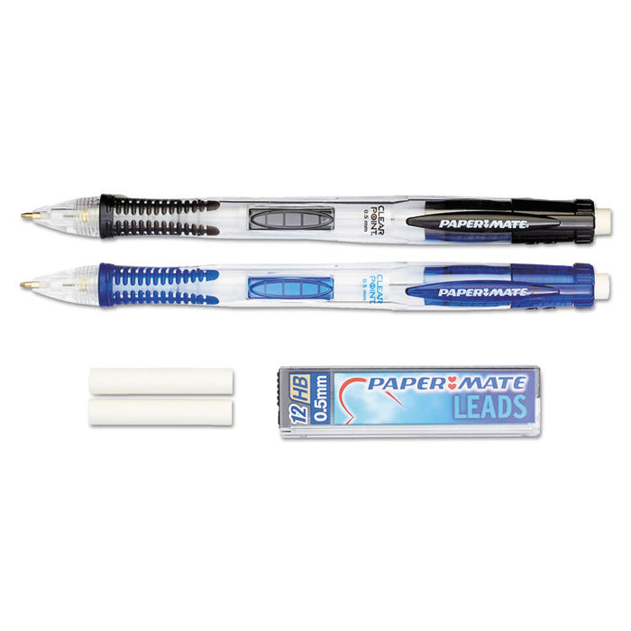 Clear Point Mechanical Pencil, 0.5 mm, HB (#2.5), Black Lead, Randomly Assorted Barrel Colors, 2/Pack