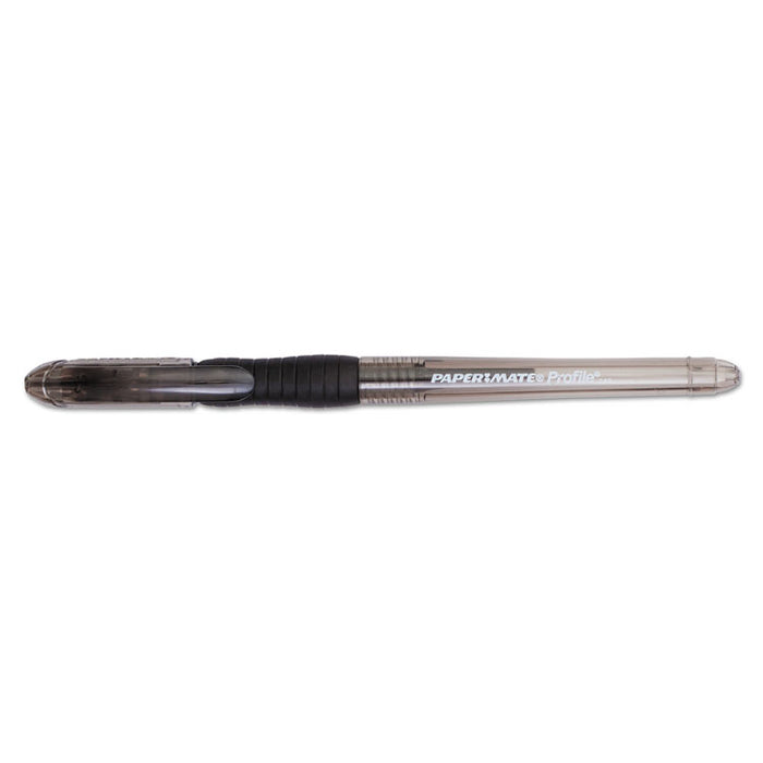 Profile Stick Ballpoint Pen, 1.4mm, Black Ink, Translucent Black Barrel, Dozen