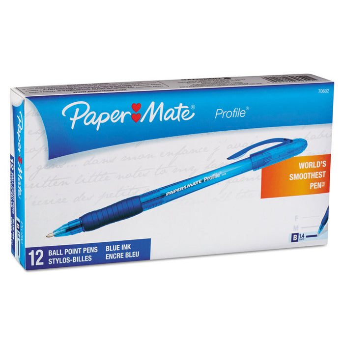 Profile Stick Ballpoint Pen, 1.4mm, Blue Ink, Translucent Blue Barrel, Dozen