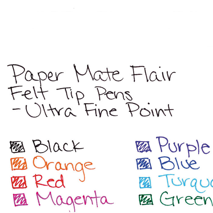 Flair Felt Tip Stick Porous Point Marker Pen, 0.4mm, Assorted Ink/Barrel, 8/Set