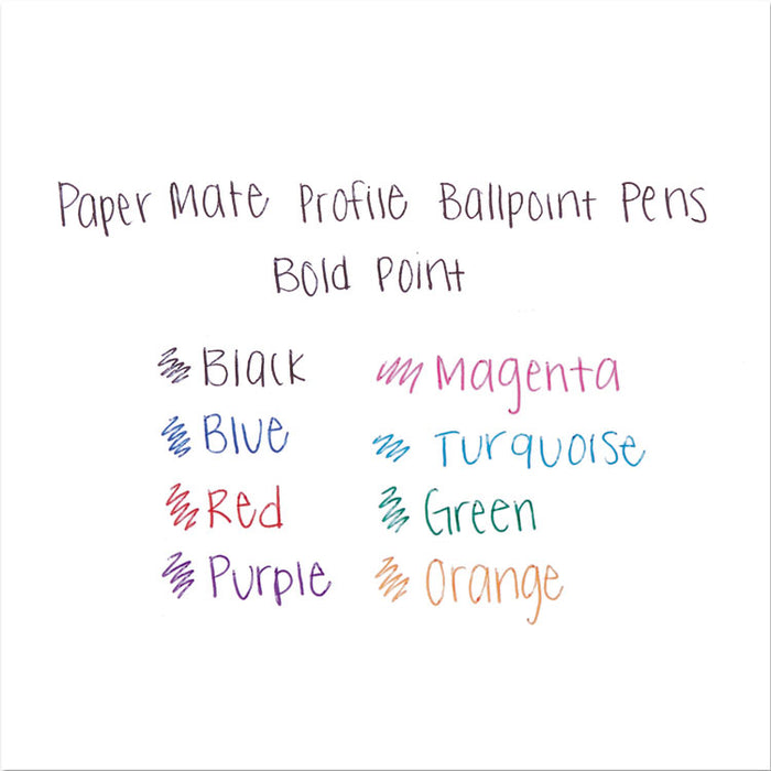 Profile Ballpoint Pen, Retractable, Bold 1.4 mm, Assorted Ink and Barrel Colors, 8/Pack
