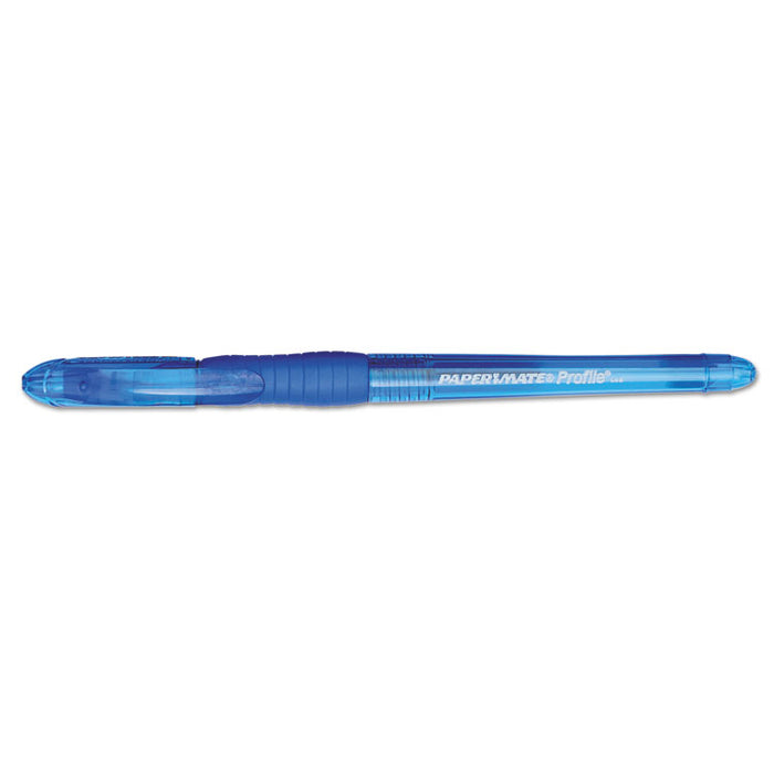 Profile Stick Ballpoint Pen, 1.4mm, Blue Ink, Translucent Blue Barrel, Dozen