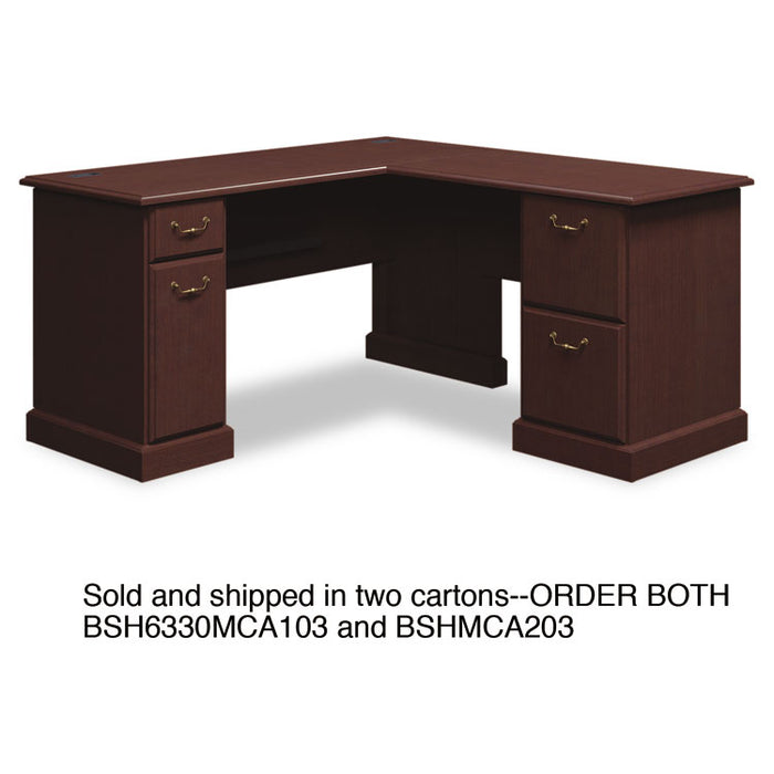 60"W x 60"D L-Desk (B/D, F/F) Box 1 of 2 Syndicate, 60.88w x 60.88d x 30.75h, Mocha Cherry