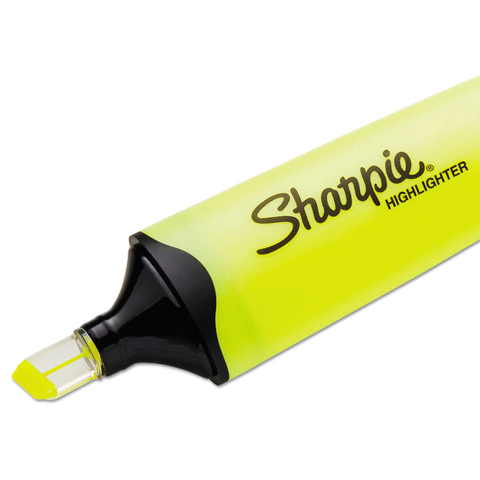 Clearview Tank-Style Highlighter, Fluorescent Yellow Ink, Chisel Tip, Yellow/Black/Clear Barrel, Dozen