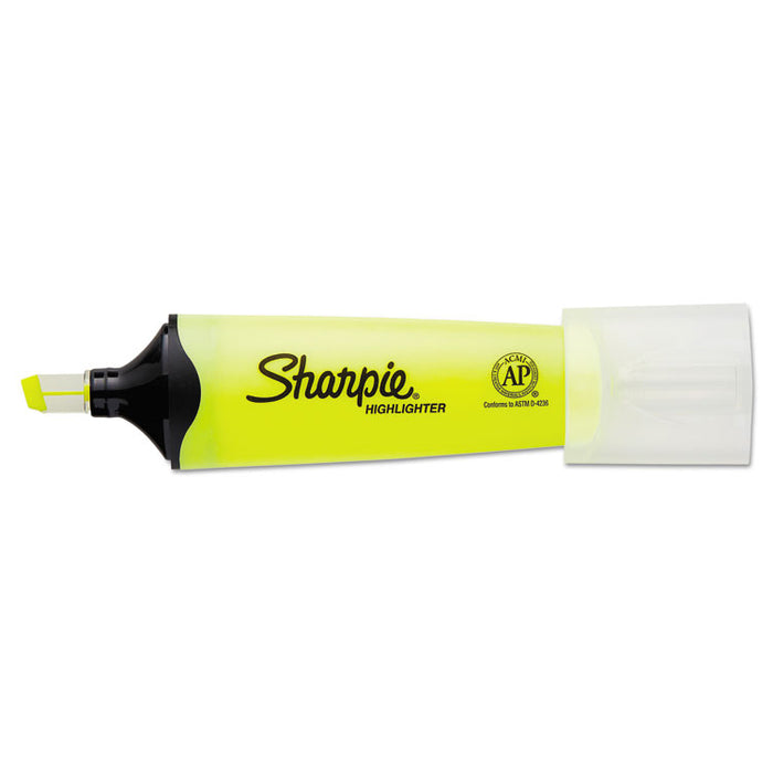 Clearview Tank-Style Highlighter, Fluorescent Yellow Ink, Chisel Tip, Yellow/Black/Clear Barrel, Dozen