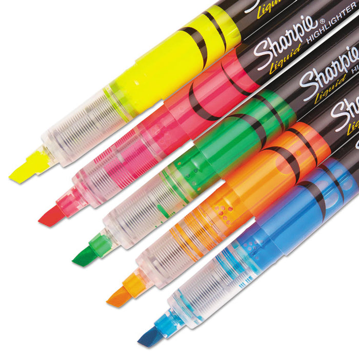 Liquid Pen Style Highlighters, Assorted Ink Colors, Chisel Tip, Assorted Barrel Colors, 5/Set