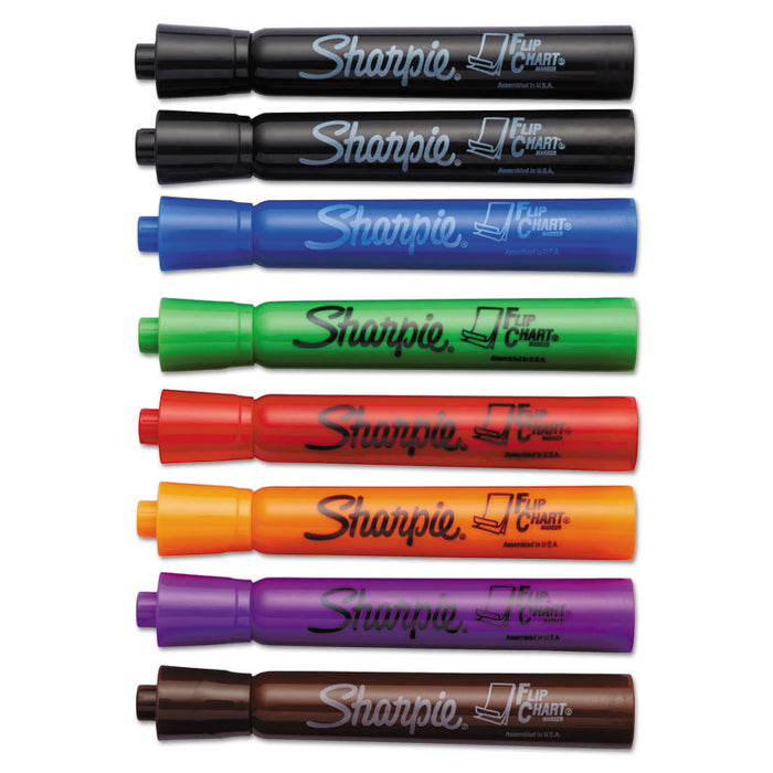 Flip ChartMarker, Broad Bullet Tip, Assorted Colors, 8/Set