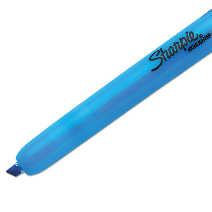 Retractable Highlighters, Chisel Tip, Blue, Dozen