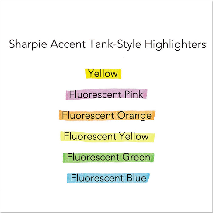 Tank Style Highlighters with Open-Stock Box, Assorted Ink Colors, Chisel Tip, Assorted Barrel Colors, Dozen