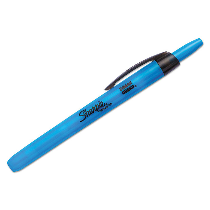 Retractable Highlighters, Chisel Tip, Blue, Dozen