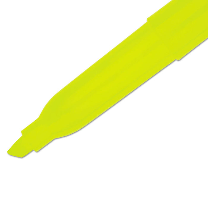 Pocket Style Highlighters, Fluorescent Yellow Ink, Chisel Tip, Yellow Barrel, Dozen