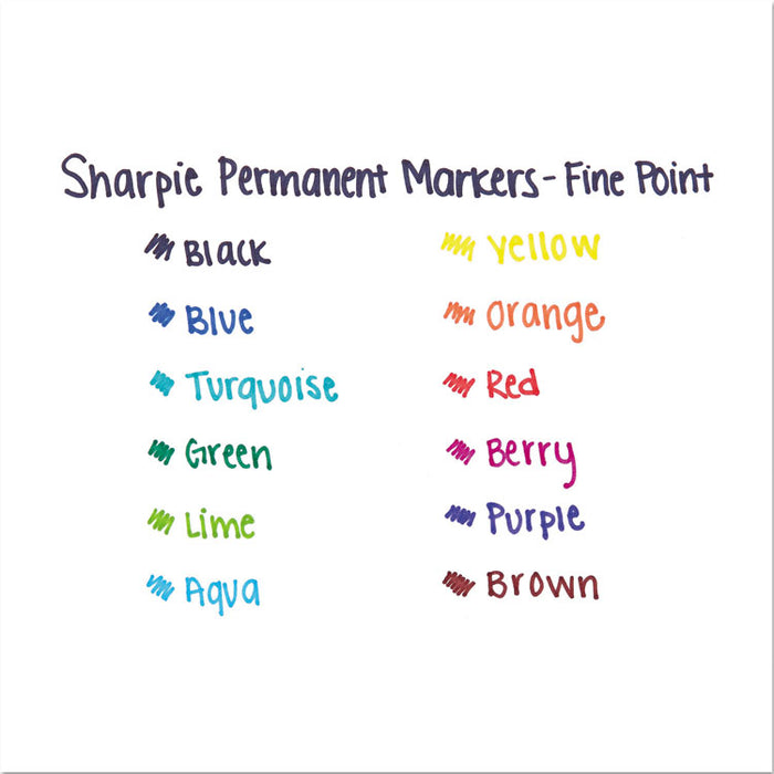 Fine Tip Permanent Marker, Black, Dozen