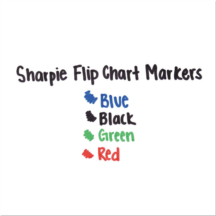 Flip ChartMarker, Broad Bullet Tip, Assorted Colors, 4/Set