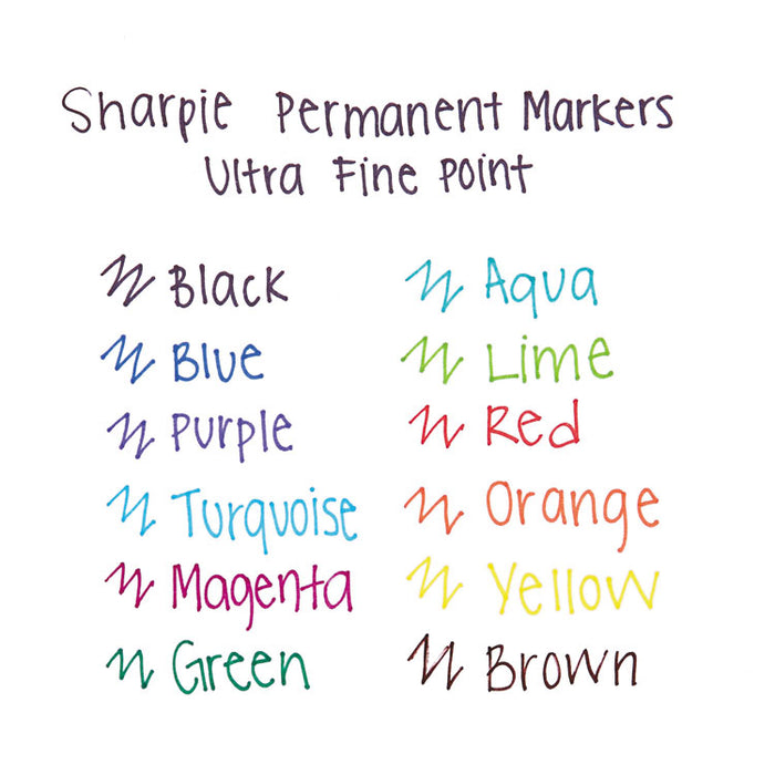 Ultra Fine Tip Permanent Marker, Extra-Fine Needle Tip, Assorted Colors, Dozen