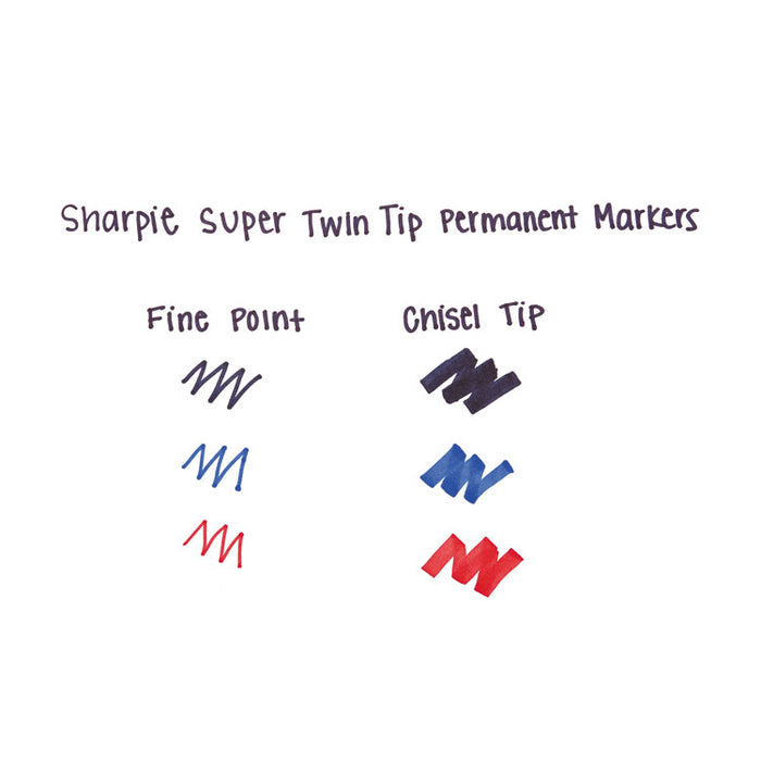 Super Twin-Tip Permanent Marker, Medium/Broad Bullet/Chisel Tips, Black