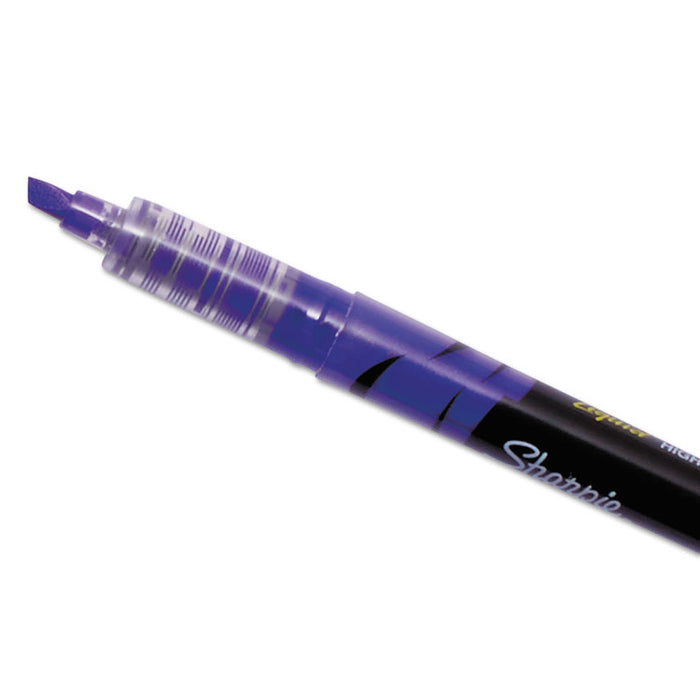 Liquid Pen Style Highlighters, Fluorescent Purple Ink, Chisel Tip, Purple/Black/Clear Barrel, Dozen