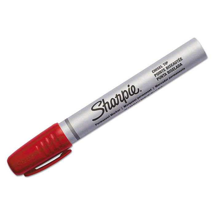 Pro Permanent Marker, Broad Chisel Tip, Red