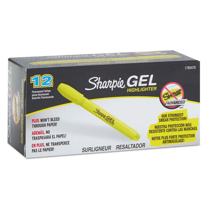 Gel Highlighters, Bullet Tip, Fluorescent Yellow