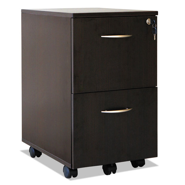 Alera Valencia Series Mobile Pedestal, Left or Right, 2 Legal/Letter-Size File Drawers, Espresso, 15.38" x 20" x 26.63"