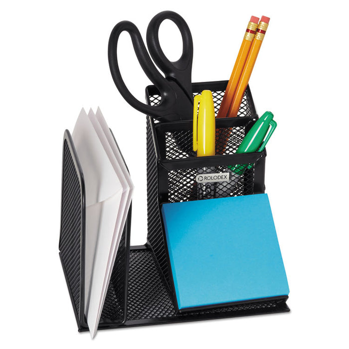 Wire Mesh Desk Organizer with Pencil Storage, 5 3/4 x 5 1/8 x 5 1/8, Black