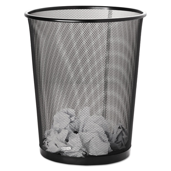Steel Round Mesh Trash Can, 4.5 gal, Black