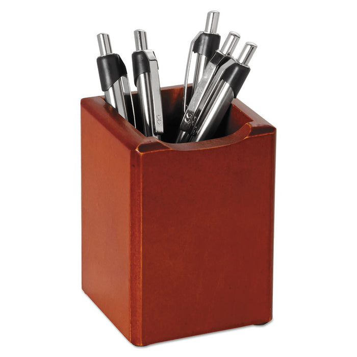 Wood Tones Pencil Cup, Mahogany, 3 1/8 x 3 1/8 x 4 1/2