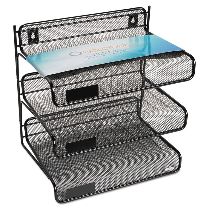 Mesh Three-Tier Letter Size Desk Shelf, 10 x 7 x 9 3/8, Black