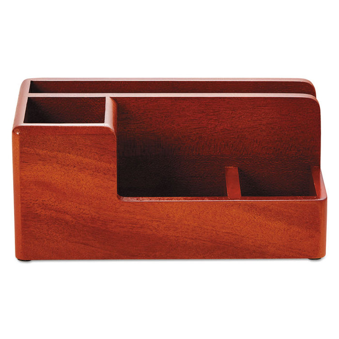 Wood Tones Desk Organizer, Wood, 4 1/4 x 8 3/4 x 4 1/8, Mahogany