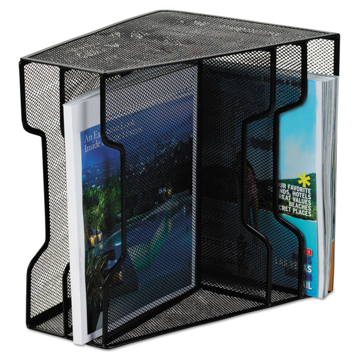 Mesh Tray Sorter Combo, 5 Sections, Letter Size Files, 12.5" x 11.5" x 9.5", Black