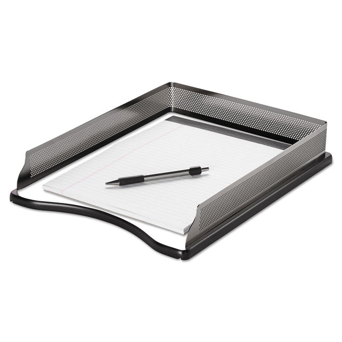Distinctions Desk Tray, 1 Section, Letter Size Files, 8.5" x 11", Black/Silver