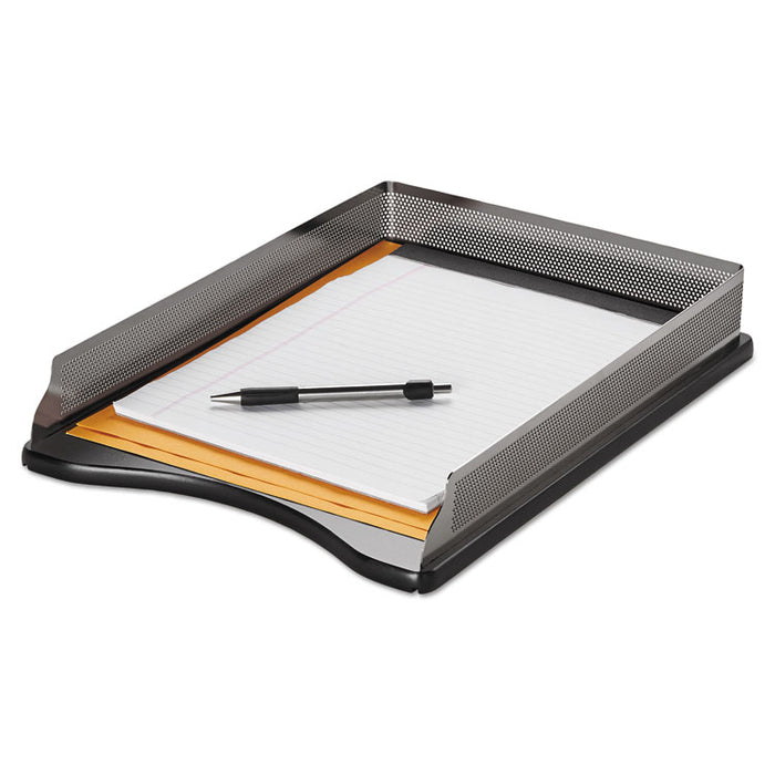 Distinctions Desk Tray, 1 Section, Legal Size Files, 8.5" x 14", Black/Silver