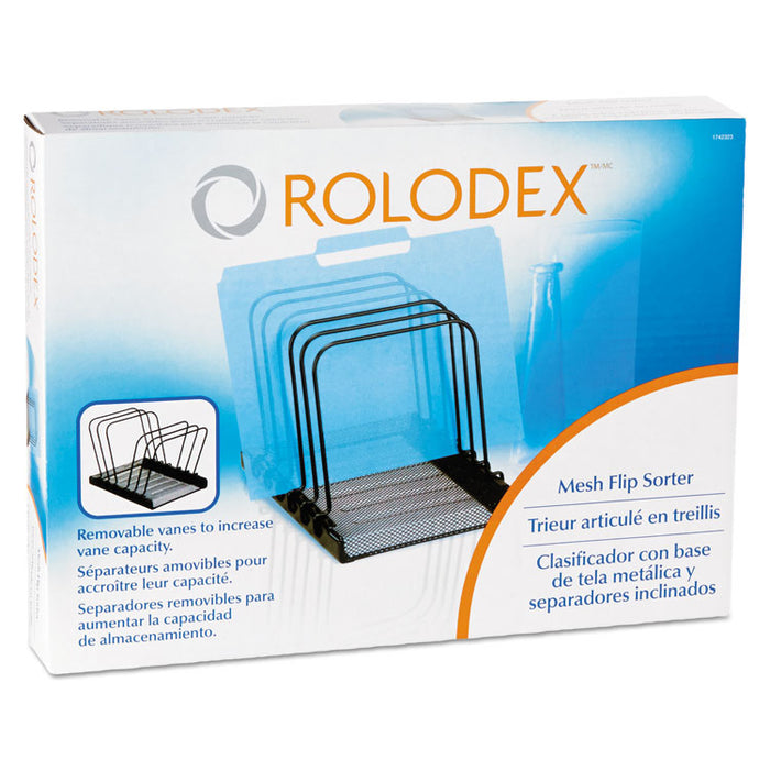 Mesh Flip Document Holder, 5 Sections, Letter Size Files, 10.25" x 7.5" x 7.5", Black/Silver