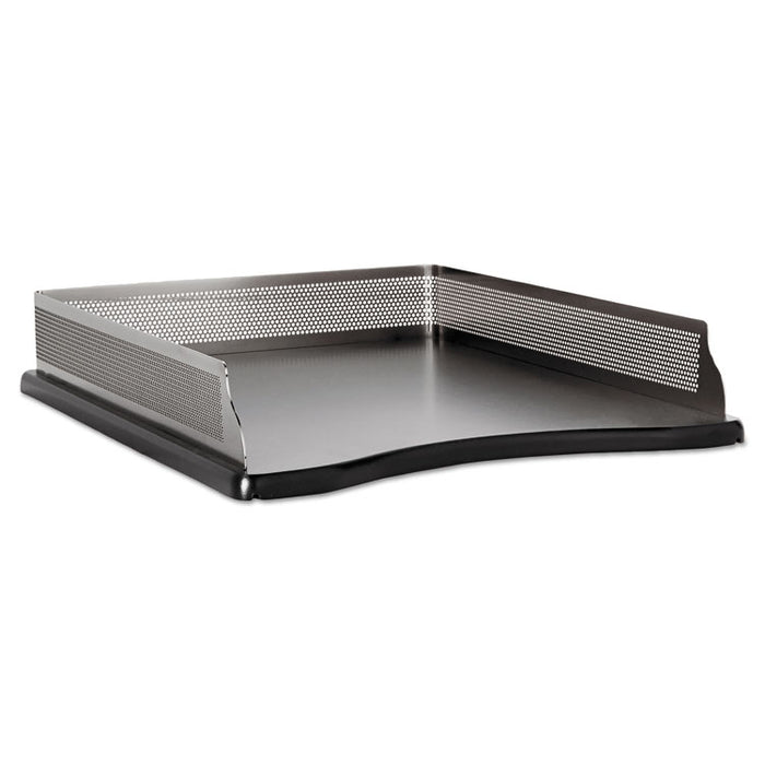 Distinctions Desk Tray, 1 Section, Letter Size Files, 8.5" x 11", Black/Silver