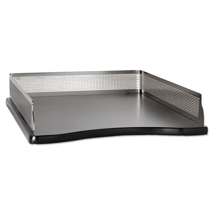 Distinctions Desk Tray, 1 Section, Legal Size Files, 8.5" x 14", Black/Silver