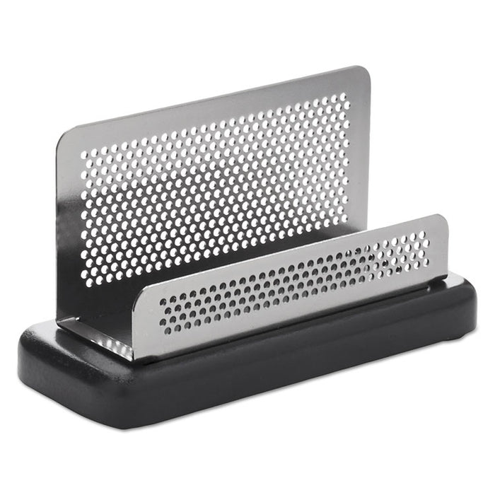 Distinctions Business Card Holder, Capacity 50 2 1/4 x 4 Cards, Metal/Black