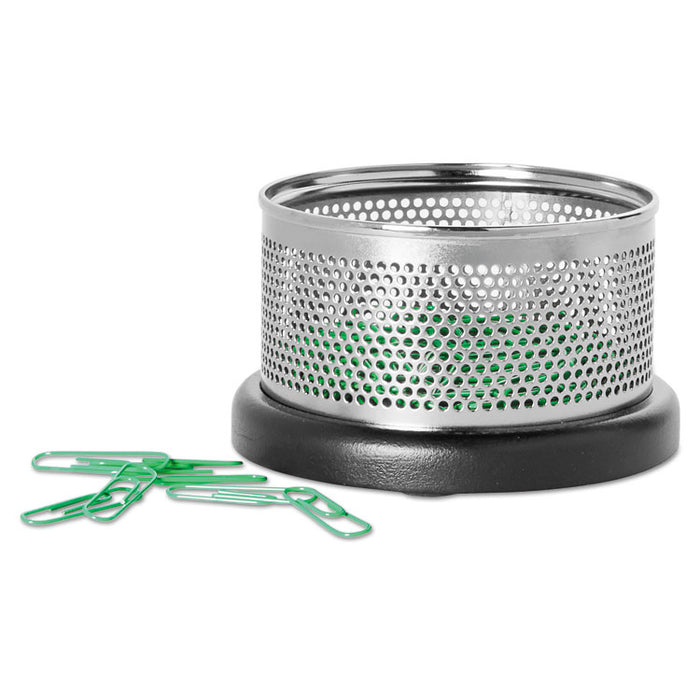 Distinctions Paper Clip Holder, 3 7/8 x 4 1/8 x 2 3/8, Metal/Black