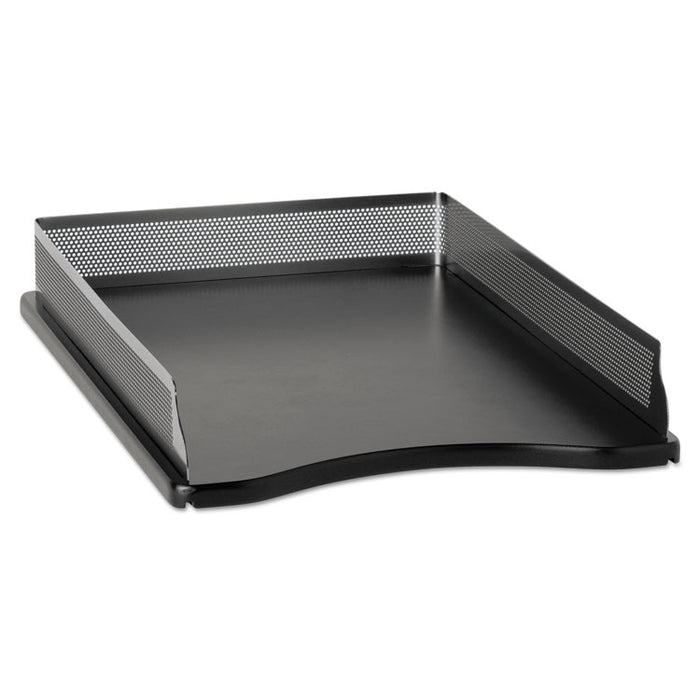 Distinctions Desk Tray, 1 Section, Legal Size Files, 8.5" x 14", Black/Silver