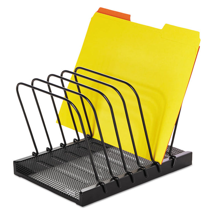 Mesh Flip Document Holder, 5 Sections, Letter Size Files, 10.25" x 7.5" x 7.5", Black/Silver