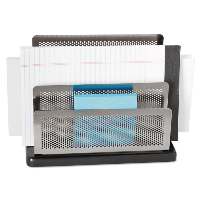 Distinctions Mini Sorter, 3 Sections, DL to A5 Size Files, 7.5" x 3.5" x 5.75", Black/Silver