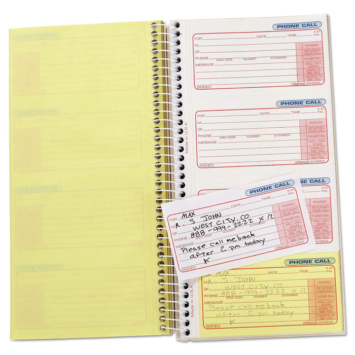 Wirebound Message Books, 5 x 3 3/8, Two-Part Carbonless, 400 Sets/Book