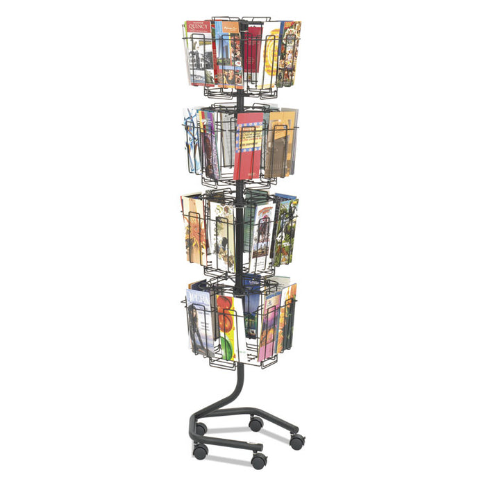 Wire Rotary Display Racks, 32 Compartments, 15w x 15d x 60h, Charcoal