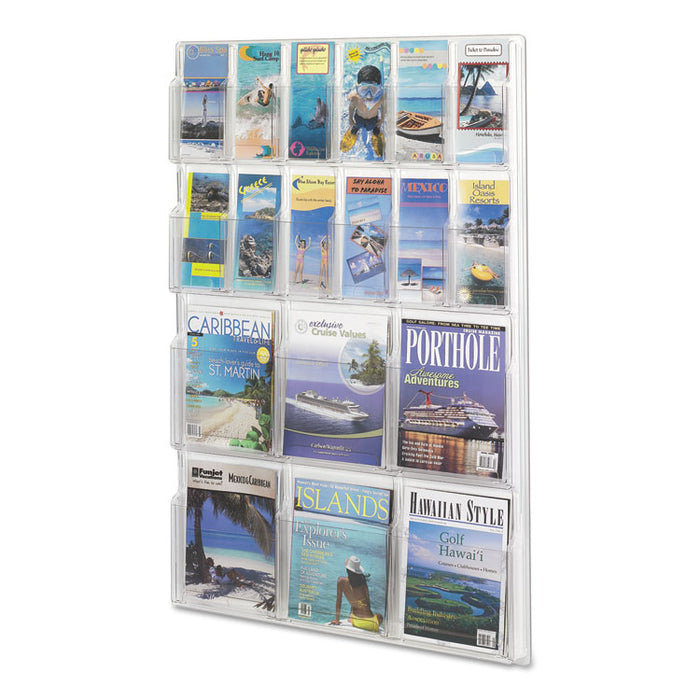 Reveal Clear Literature Displays, 18 Compartments, 30w x 2d x 45h, Clear