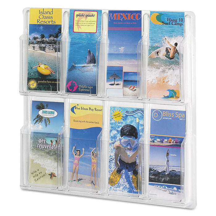 Reveal Clear Literature Displays, 8 Compartments, 20.5w x 2d x 20.5h, Clear