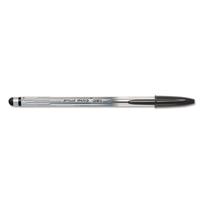 Cristal 2-in-1 Stick Ballpoint Pen/Stylus, 1mm, Black Ink, Silver Barrel, 2/Pack